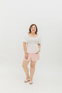 Clare Smocked Textured Top (Cream)