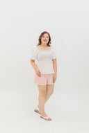 Clare Smocked Textured Top (Cream)