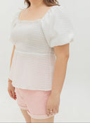 Clare Smocked Textured Top (Cream)