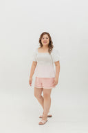 Clare Smocked Textured Top (Cream)