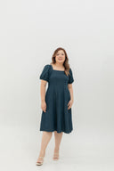 Smocked-back Soft Denim Dress (Vintage Blue)