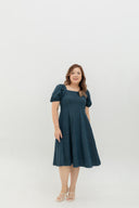 Smocked-back Soft Denim Dress (Vintage Blue)