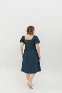 Smocked-back Soft Denim Dress (Vintage Blue)