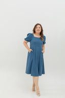 Smocked-back Soft Denim Dress (Fresh Blue)