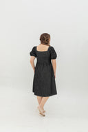 Smocked-back Soft Denim Dress (Black)