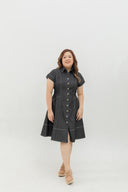 Contrast Stitch Denim Shirt Dress (Black)