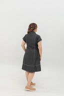 Contrast Stitch Denim Shirt Dress (Black)