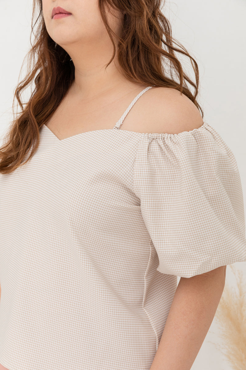 Heartshape Neckline Top - Multi Wear (Khaki Creme)