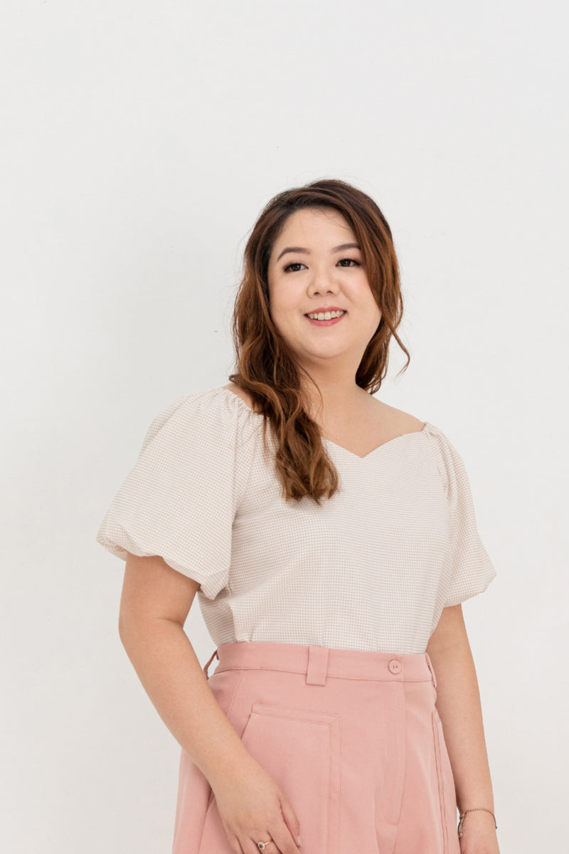 Heartshape Neckline Top - Multi Wear (Khaki Creme)