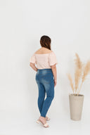Stretchable High-Waist Denim Jeans  (Light Wash)