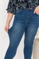 Stretchable High-Waist Denim Jeans (Dark Wash)