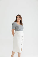 Iron-Free Square Neck Top (Grey)