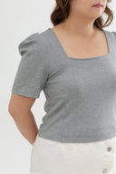 Iron-Free Square Neck Top (Grey)