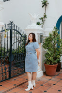 Belted Denim Dress (Soft Blue Wash)