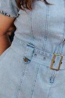 Belted Denim Dress (Soft Blue Wash)