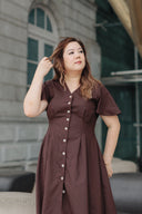 Terra Button-Front Midi Dress (Dark Roast Coffee)