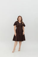Terra Button-Front Midi Dress (Dark Roast Coffee)