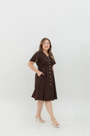 Terra Button-Front Midi Dress (Dark Roast Coffee)