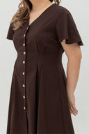 Terra Button-Front Midi Dress (Dark Roast Coffee)