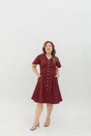Terra Button-Front Midi Dress (Ruby)