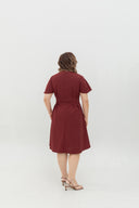 Terra Button-Front Midi Dress (Ruby)