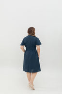 Terra Button-Front Midi Dress (Navy)