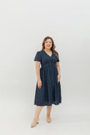 Lattice Bloom Dress (Navy Eyelet)