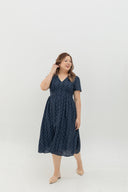 Lattice Bloom Dress (Navy Eyelet)