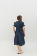 Lattice Bloom Dress (Navy Eyelet)