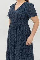 Lattice Bloom Dress (Navy Eyelet)