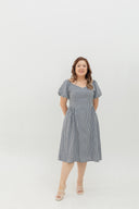 Aurora Sweetheart Midi (Dark Navy Gingham)