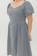 Aurora Sweetheart Midi (Dark Navy Gingham)