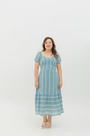 Lisse Lacey Soft Iron-free Linen Dress (Blue Mirage) - ELTWINE