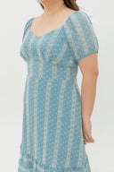 Lisse Lacey Soft Iron-free Linen Dress (Blue Mirage) - ELTWINE