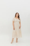 Lisse Lacey Soft Iron-free Linen Dress (Pearl Creme) - ELTWINE