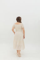 Lisse Lacey Soft Iron-free Linen Dress (Pearl Creme) - ELTWINE