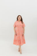 Leafline Eyelet A-line Dress (Coral Nectar)