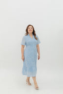 Leafline Eyelet A-line Dress (Sky Blue)
