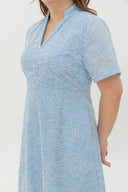 Leafline Eyelet A-line Dress (Sky Blue)