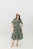 Leafline Eyelet A-line Dress (Hunter Fern)