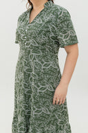 Leafline Eyelet A-line Dress (Hunter Fern)