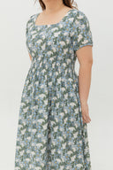 Fieldnote Smocked Waist Midi Dress (Frosted Petals)