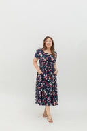 Fieldnote Smocked Waist Midi Dress (Midnight Garden)