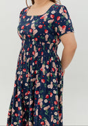 Fieldnote Smocked Waist Midi Dress (Midnight Garden)
