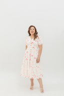 Embroidered Smocked Back Midi Dress (Rosette Bloom)