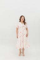 Embroidered Smocked Back Midi Dress (Rosette Bloom) - ELTWINE