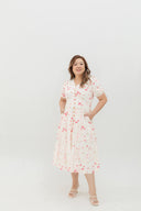 Embroidered Smocked Back Midi Dress (Rosette Bloom) - ELTWINE