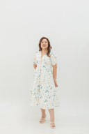 Embroidered Smocked Back Midi Dress (Cornflower Bloom)