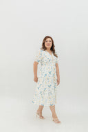 Embroidered Smocked Back Midi Dress (Cornflower Bloom) - ELTWINE