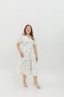 Embroidered Smocked Back Midi Dress (Cornflower Bloom) - ELTWINE